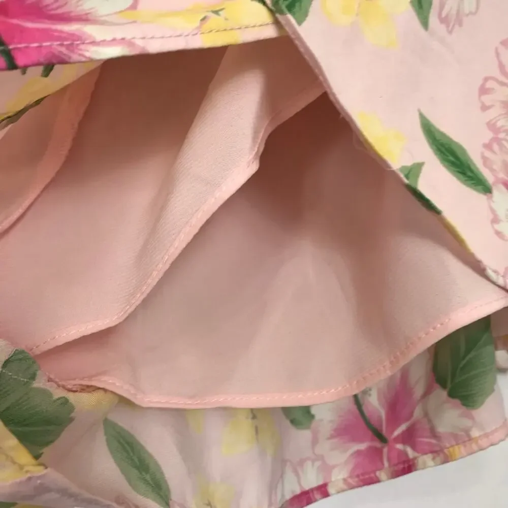LPA Benni Faux Wrap Shorts Floral Pink Size XL NEW